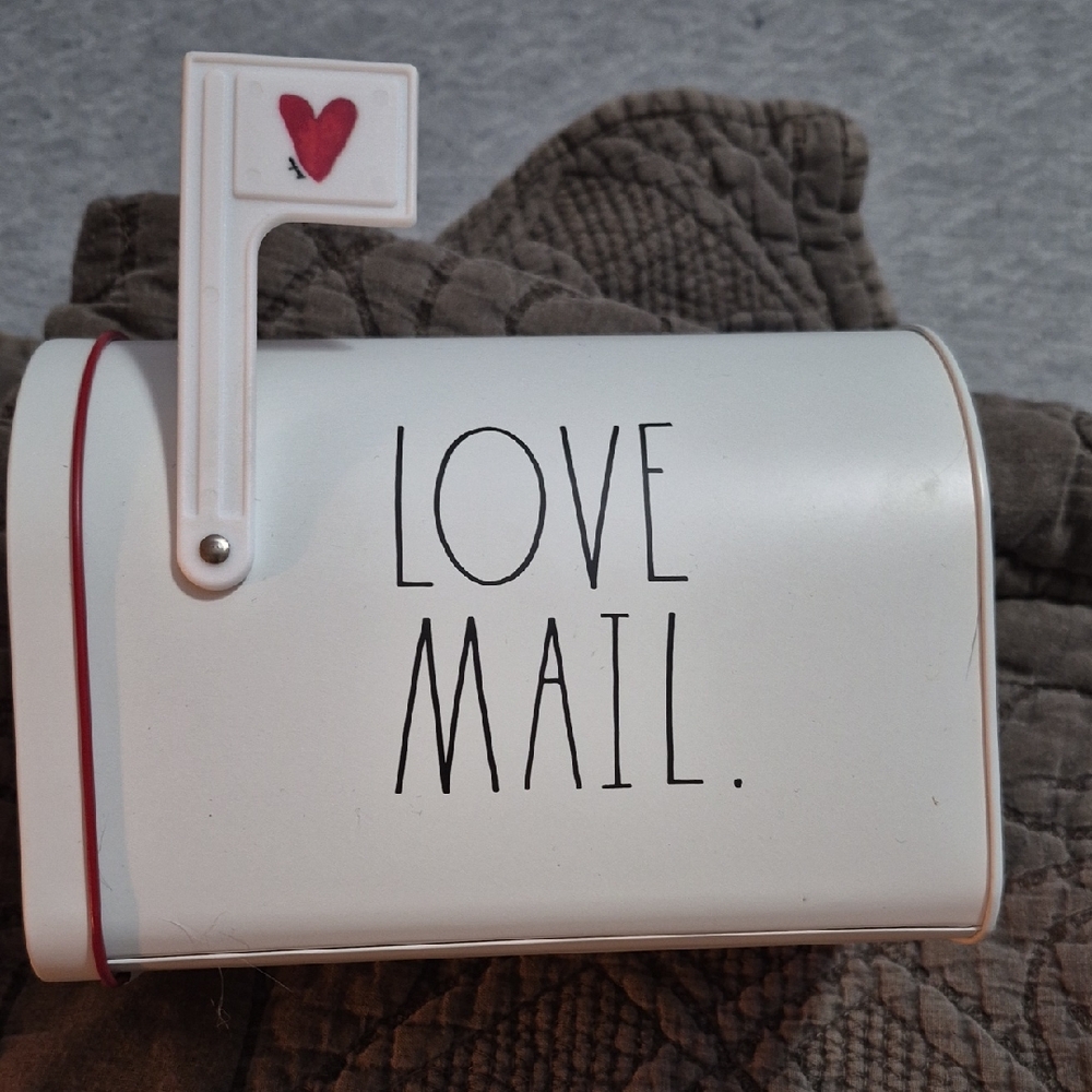 Rae Dunn White Love Mailbox with Red Heart
